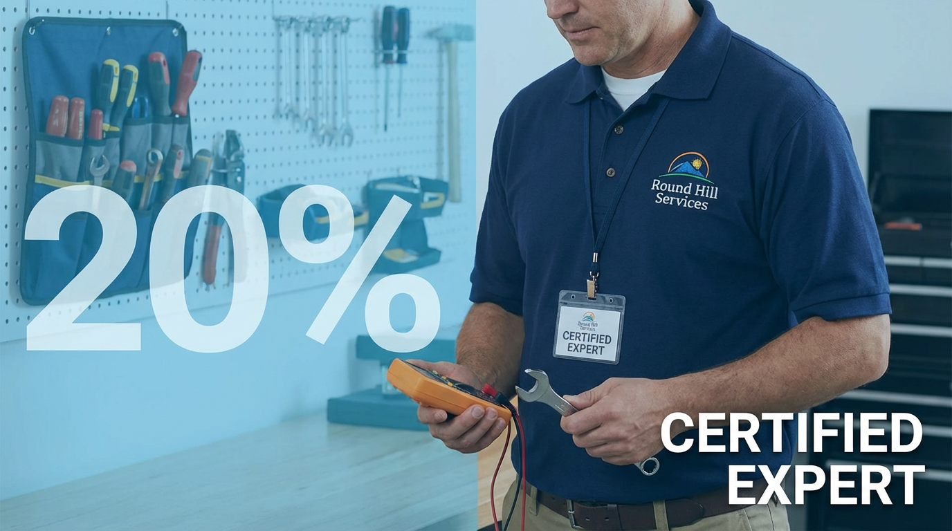 Round Hill Garage Door Repair technician servicing a garage door in Danbury, CT