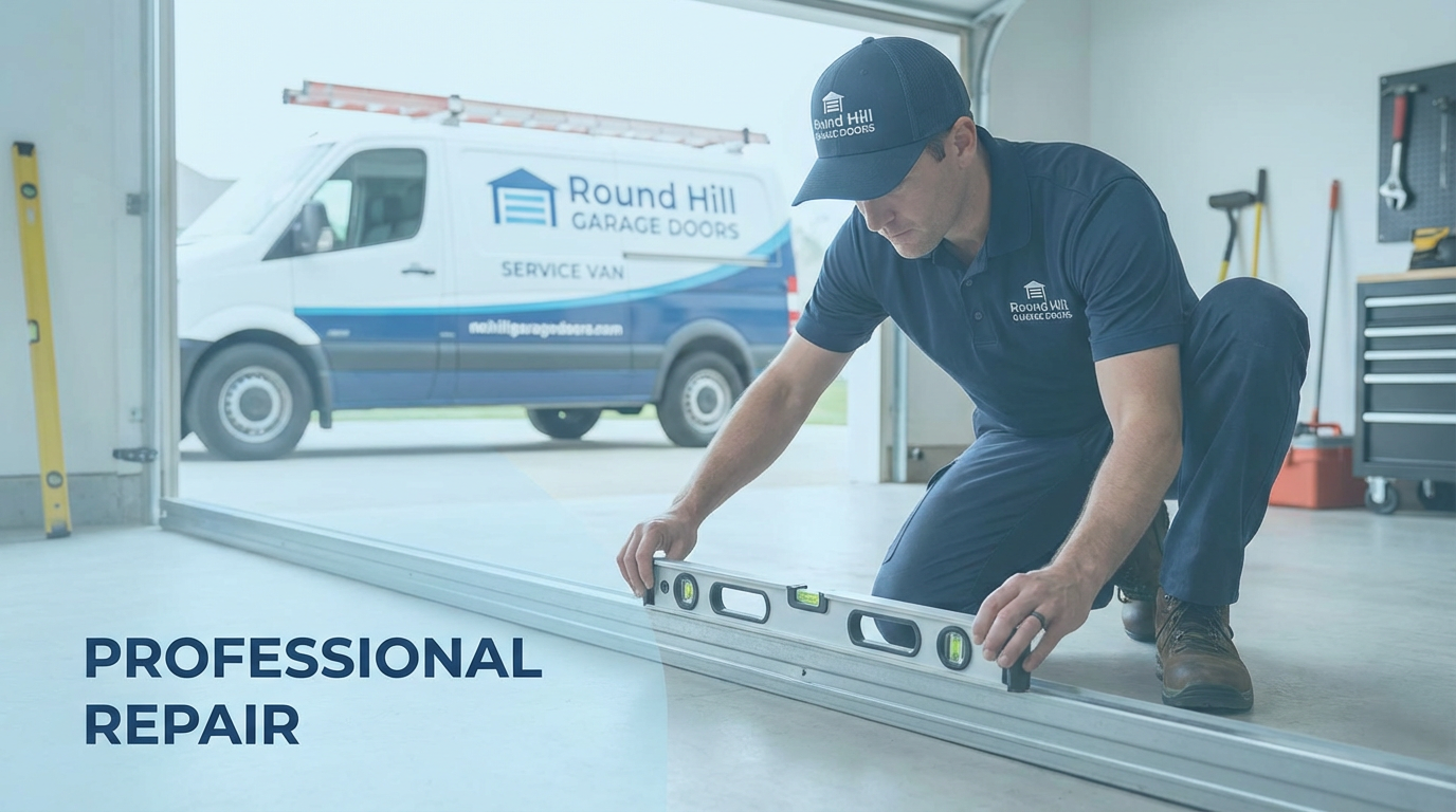 Garage door track repair and alignment service